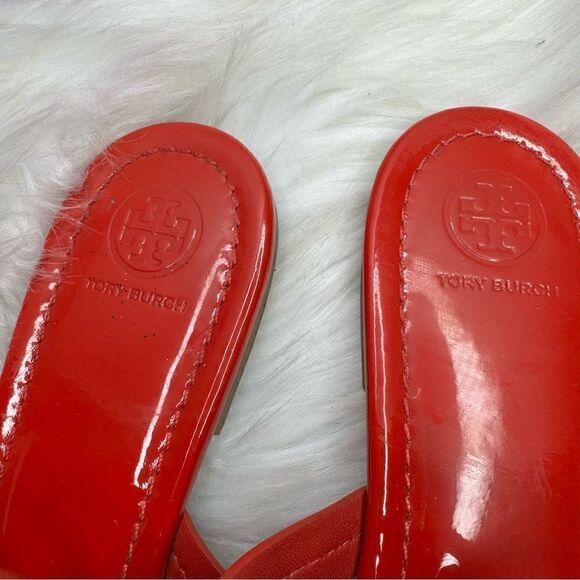Tory Burch Bright Rainbow Ruby Red Miller Sandals 9 - Picture 4 of 9